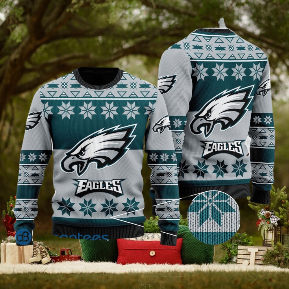 Custom Name And Number NFL Philadelphia Eagles Team Ugly Christmas Sweater  Christmas Gift