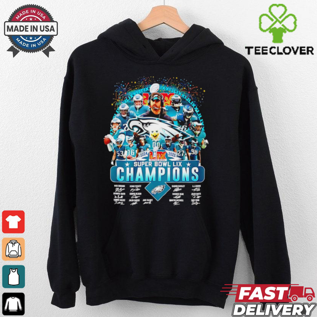 Philadelphia Eagles Super Bowl LIX Champions celebration signatures shirt Philadelphia Eagles Super Bowl LIX Champions celebration signatures shirt
