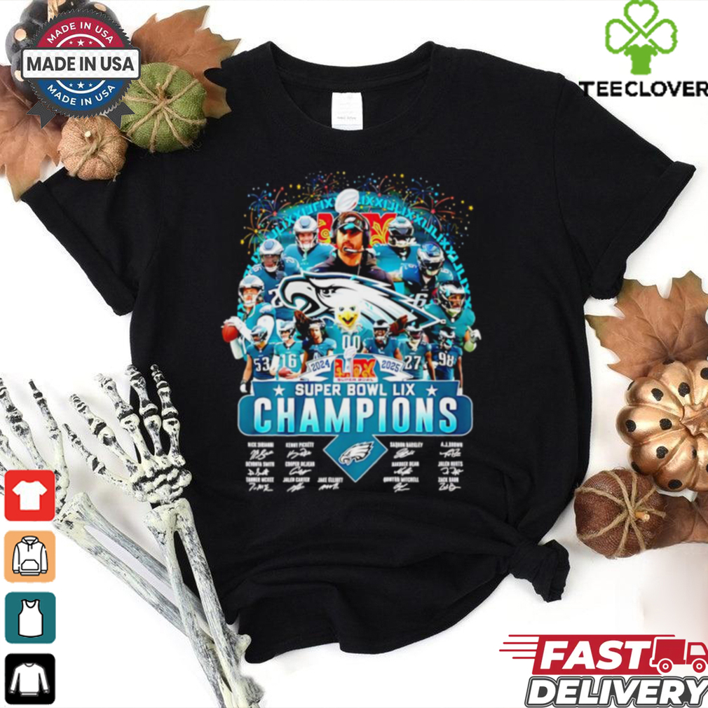 Philadelphia Eagles Super Bowl LIX Champions celebration signatures shirt Philadelphia Eagles Super Bowl LIX Champions celebration signatures shirt