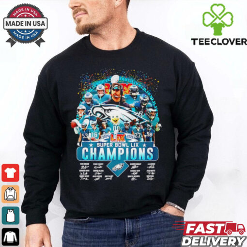 Philadelphia Eagles Super Bowl LIX Champions celebration signatures shirt