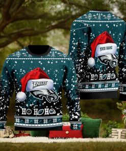 Philadelphia Eagles Symbol Wearing Santa Claus Hat Ho Ho Hos Ugly Christmas Holiday Sweater