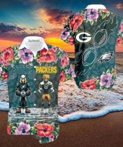 Philadelphia Eagles VS NFL Green Bay Packers Mascot Colorful Aloha Hawaiian Shirt Gift For Fans