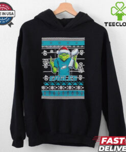 Philadelphia Eagles X Grinch Christmas with Super Bowl Trophy ugly Christmas shirt