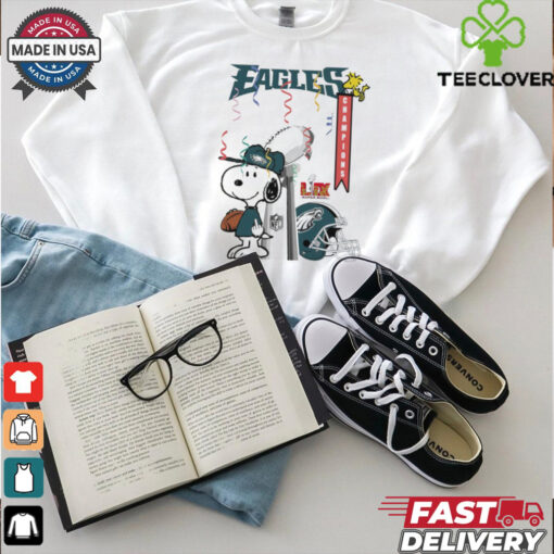 Philadelphia Eagles X Snoopy 2025 NFL Super Bowl LIX Champions Shirt