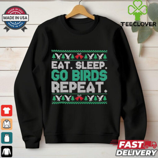 Philadelphia Eagles eat sleep go birds repeat ugly Christmas shirt