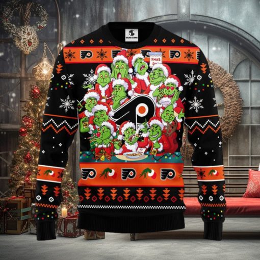 Philadelphia Flyers 12 Grinch Xmas Day Christmas Ugly Sweater