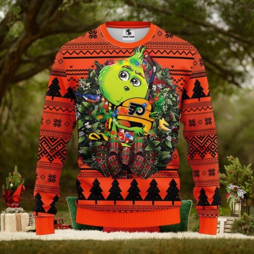 Philadelphia Flyers Grinch Hug Christmas Ugly Sweater