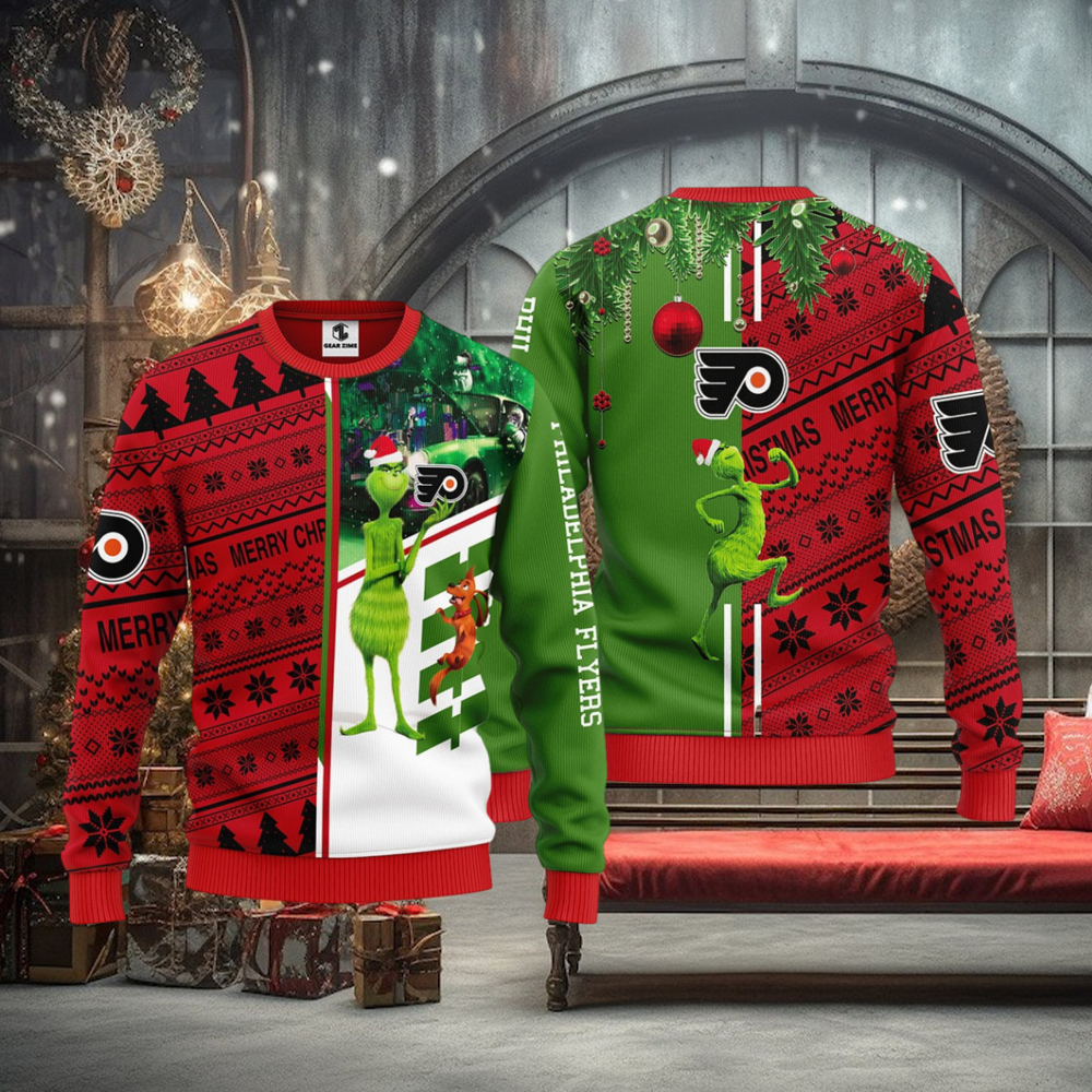 Philadelphia Flyers Grinch & Scooby doo Christmas Ugly Sweater Philadelphia Flyers Grinch & Scooby doo Christmas Ugly Sweater