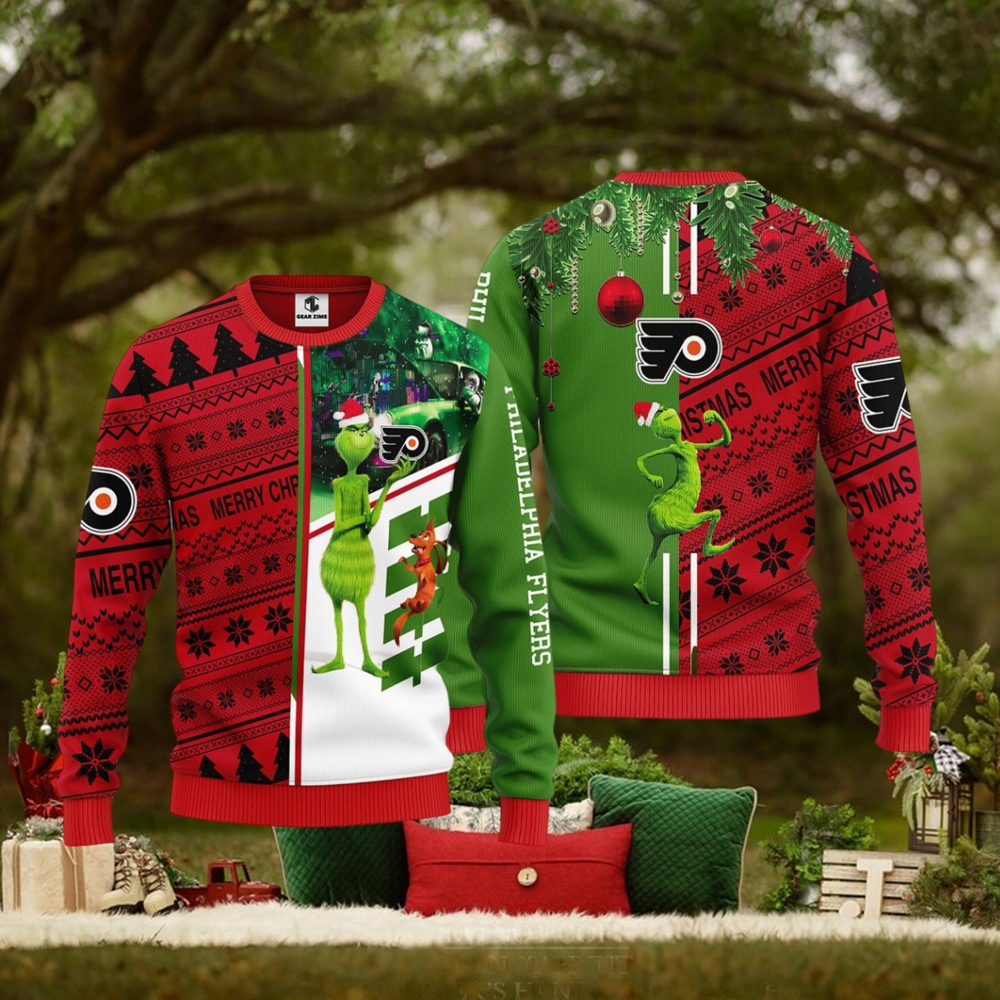 Philadelphia Flyers Grinch & Scooby doo Christmas Ugly Sweater Philadelphia Flyers Grinch & Scooby doo Christmas Ugly Sweater