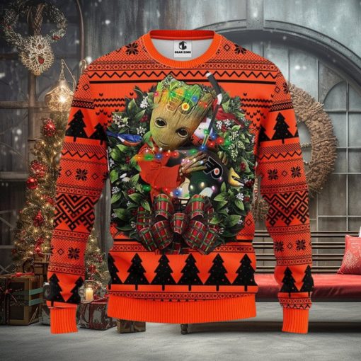 Philadelphia Flyers Groot Hug Xmas Ugly Christmas Sweater Best Christmas Gift Ideas