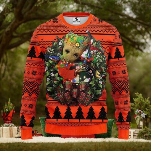 Philadelphia Flyers Groot Hug Xmas Ugly Christmas Sweater Best Christmas Gift Ideas