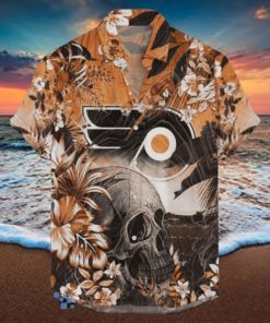 Philadelphia Flyers NHL Hawaiian Shirt Tropical Skull Design For Men Women