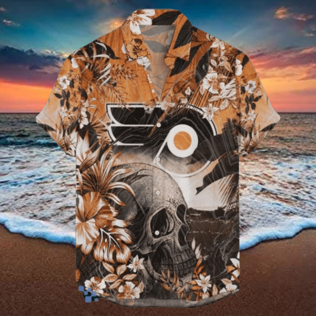 Philadelphia Flyers NHL Hawaiian Shirt Tropical Skull Design For Men Women Philadelphia Flyers NHL Hawaiian Shirt Tropical Skull Design For Men Women