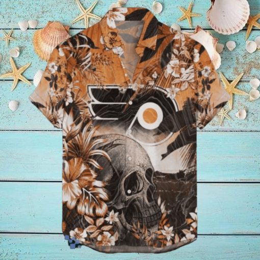 Philadelphia Flyers NHL Hawaiian Shirt Tropical Skull Design For Men Women