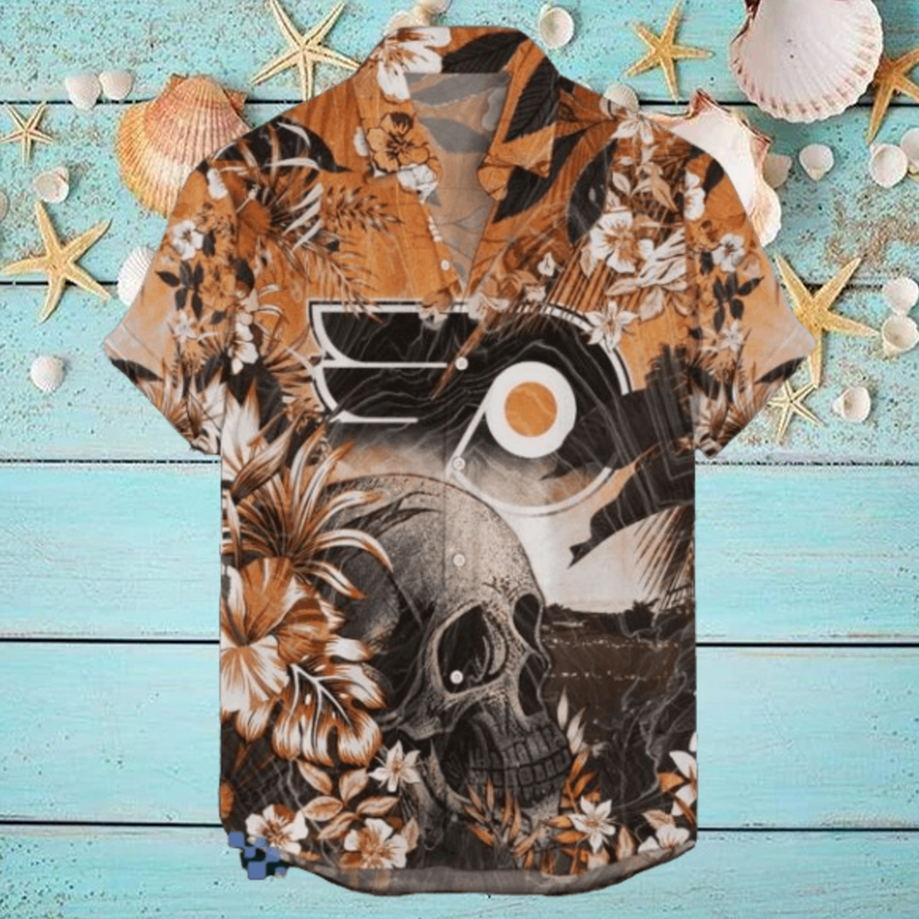 Philadelphia Flyers NHL Hawaiian Shirt Tropical Skull Design For Men Women Philadelphia Flyers NHL Hawaiian Shirt Tropical Skull Design For Men Women