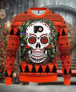 Philadelphia Flyers Skull Flower Ugly Christmas Ugly Sweater