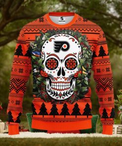 Philadelphia Flyers Skull Flower Ugly Christmas Ugly Sweater