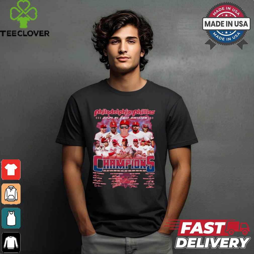 Philadelphia Phillies 2024 NL East Division Champions 2024 Signatures shirt Philadelphia Phillies 2024 NL East Division Champions 2024 Signatures shirt