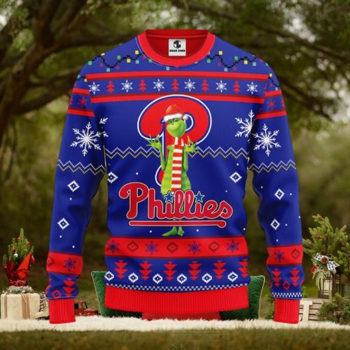 Philadelphia Phillies Funny Grinch Christmas Ugly Sweater