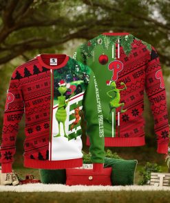 Philadelphia Phillies Grinch & Scooby doo Christmas Ugly Sweater 1