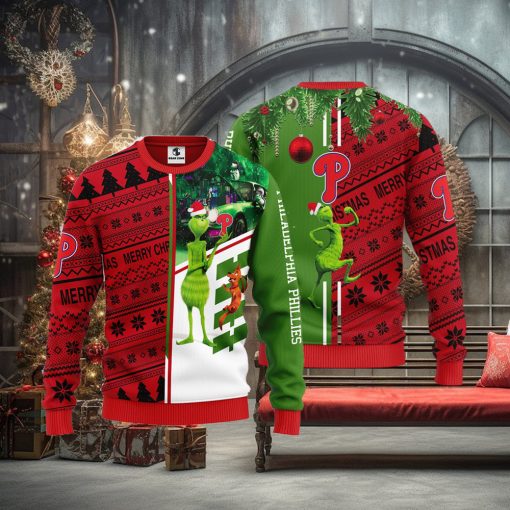 Philadelphia Phillies Grinch & Scooby doo Christmas Ugly Sweater 1
