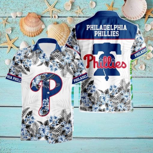 Philadelphia Phillies Hibiscus Plumeria Flower 3D Printed Hawaiian Shirt