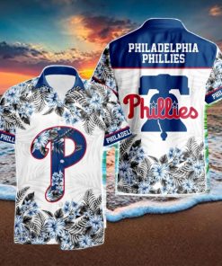 Philadelphia Phillies Hibiscus Plumeria Flower 3D Printed Hawaiian Shirt