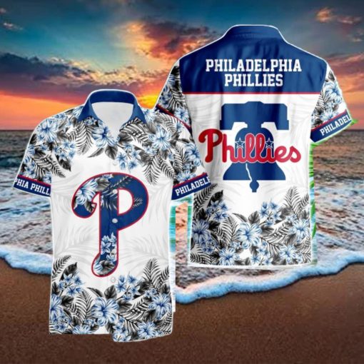 Philadelphia Phillies Hibiscus Plumeria Flower 3D Printed Hawaiian Shirt