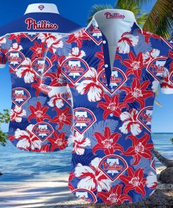 Philadelphia Phillies Logo Red Flower Hawaiian Summer Beach Shirt Full Print