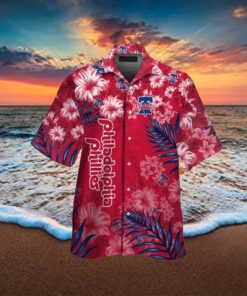 Philadelphia Phillies MLB Flower Short Sleeve Button Up Hawaiian Shirt