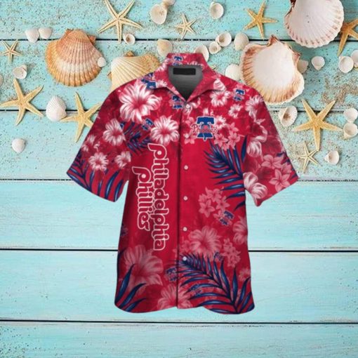 Philadelphia Phillies MLB Flower Short Sleeve Button Up Hawaiian Shirt