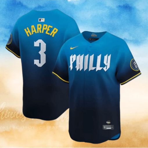 Philadelphia Phillies Nike MLB Limited City Connect Navy Jersey Bryce Harper Mens