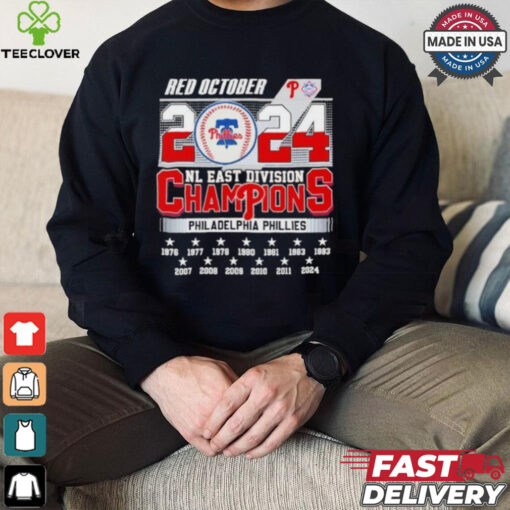 Philadelphia Phillies Red October 2024 NL East Division Champions 13X Shirt