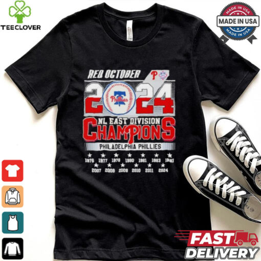 Philadelphia Phillies Red October 2024 NL East Division Champions 13X Shirt