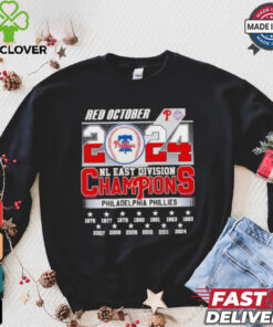 Philadelphia Phillies Red October 2024 NL East Division Champions 13X Shirt