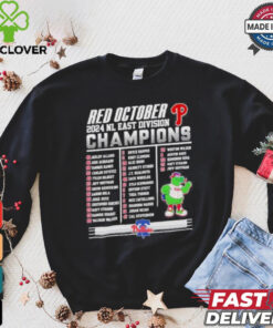 Philadelphia Phillies Red October 2024 NL East Division Champions Rosters Shirt