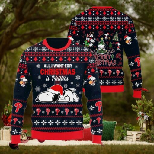 Philadelphia Phillies Snoopy MLB Ugly Christmas Sweaters