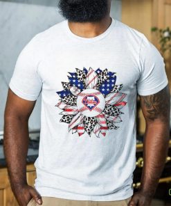 Philadelphia Phillies baseball with Sunflower Leopard American flag shirt 1 Philadelphia Phillies baseball with Sunflower Leopard American flag shirt