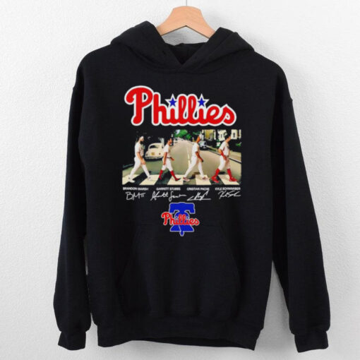 Philadelphia Phillies walking across Marsh Stubbs Pache Schwarber signatures hoodie, sweater, longsleeve, shirt v-neck, t-shirt