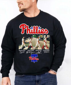 Philadelphia Phillies walking across Marsh Stubbs Pache Schwarber signatures hoodie, sweater, longsleeve, shirt v-neck, t-shirt