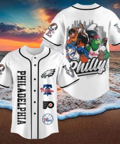 Philadelphia Sport Teams Eagles Phillies Flyers 76ers Baseball Jersey