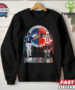 Philadelphia city skyline Hurts Philadelphia Eagles and Konecny Philadelphia Flyers signature shirt
