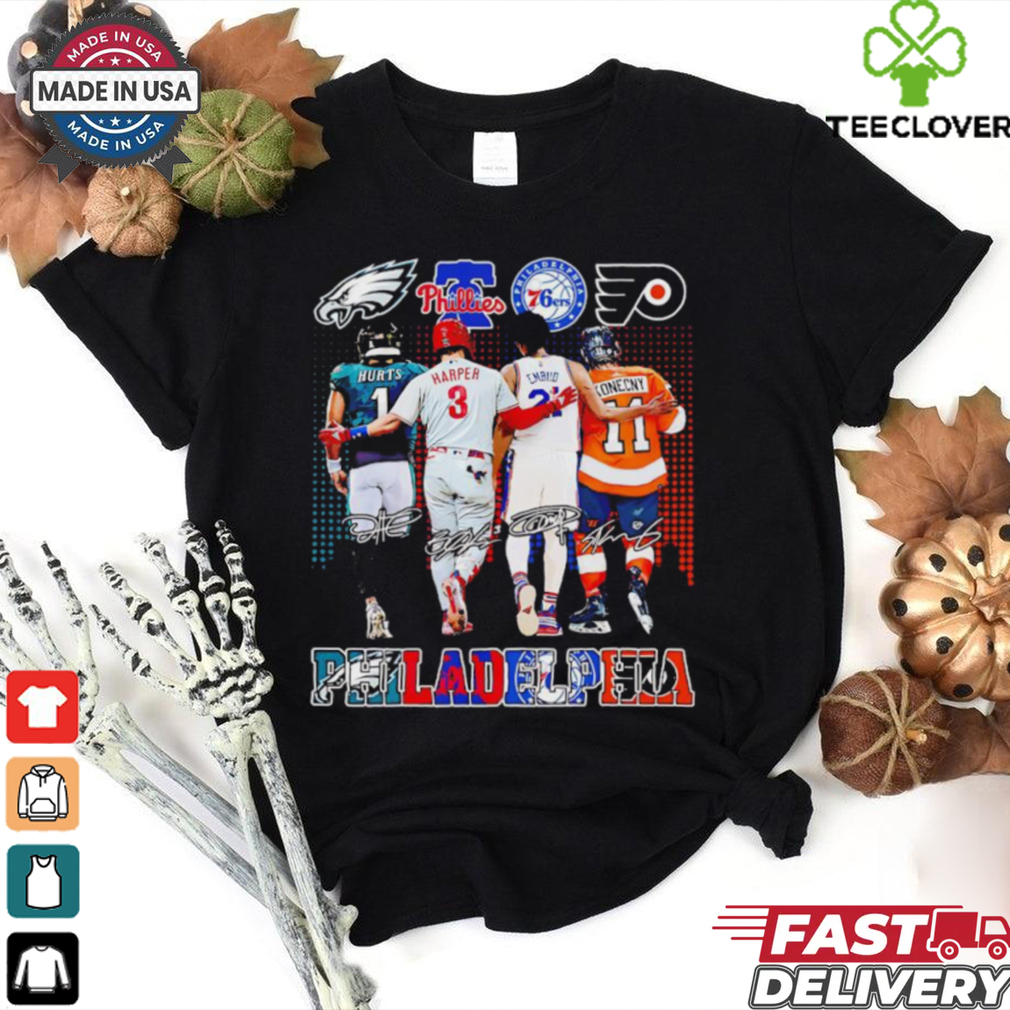 Philadelphia sport teams Hurts Harper Embiid Konecny signatures shirt Philadelphia sport teams Hurts Harper Embiid Konecny signatures shirt