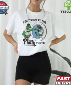 Phillie Phanatic Philadelphia Phillies I got shot at the Philly portal shirt