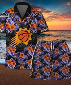 Phoenix Suns NBA Team Logo Floral Leaf Pattern Hawaiian Set