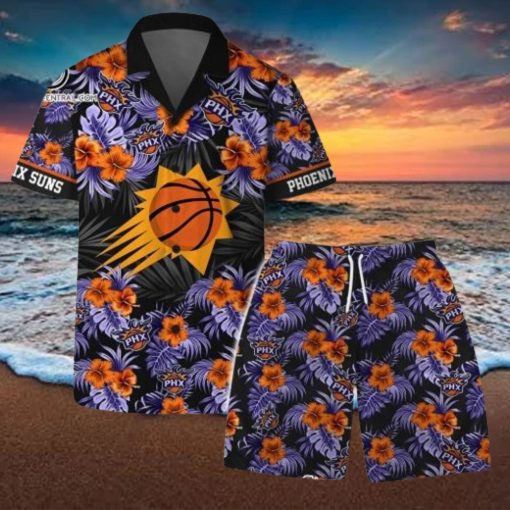 Phoenix Suns NBA Team Logo Floral Leaf Pattern Hawaiian Set