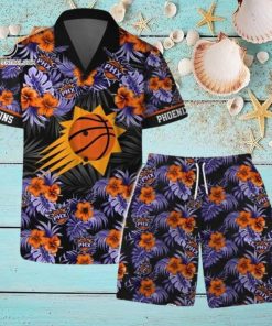 Phoenix Suns NBA Team Logo Floral Leaf Pattern Hawaiian Set