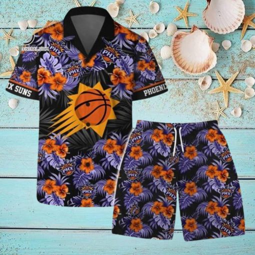 Phoenix Suns NBA Team Logo Floral Leaf Pattern Hawaiian Set