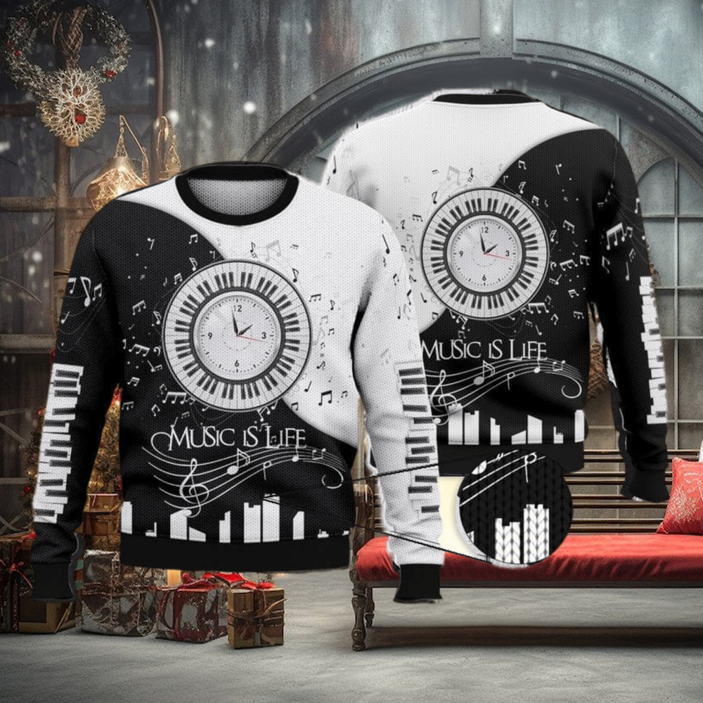 Piano Clock Music Is Life Trending Shirts 3D Ugly Sweater Christmas Gift Sweater Piano Clock Music Is Life Trending Shirts 3D Ugly Sweater Christmas Gift Sweater