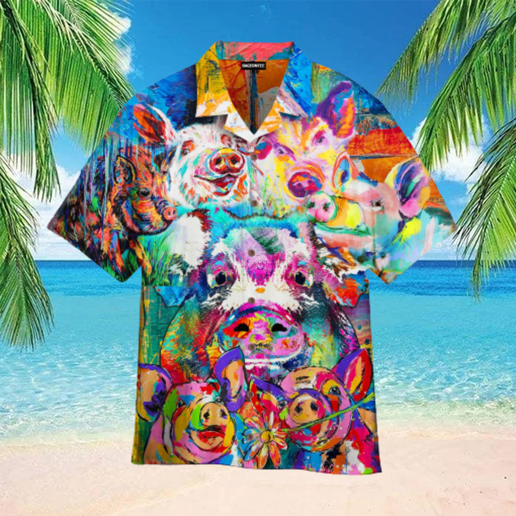 Pig Funny Colorful Hawaiian Shirt Pig Funny Colorful Hawaiian Shirt
